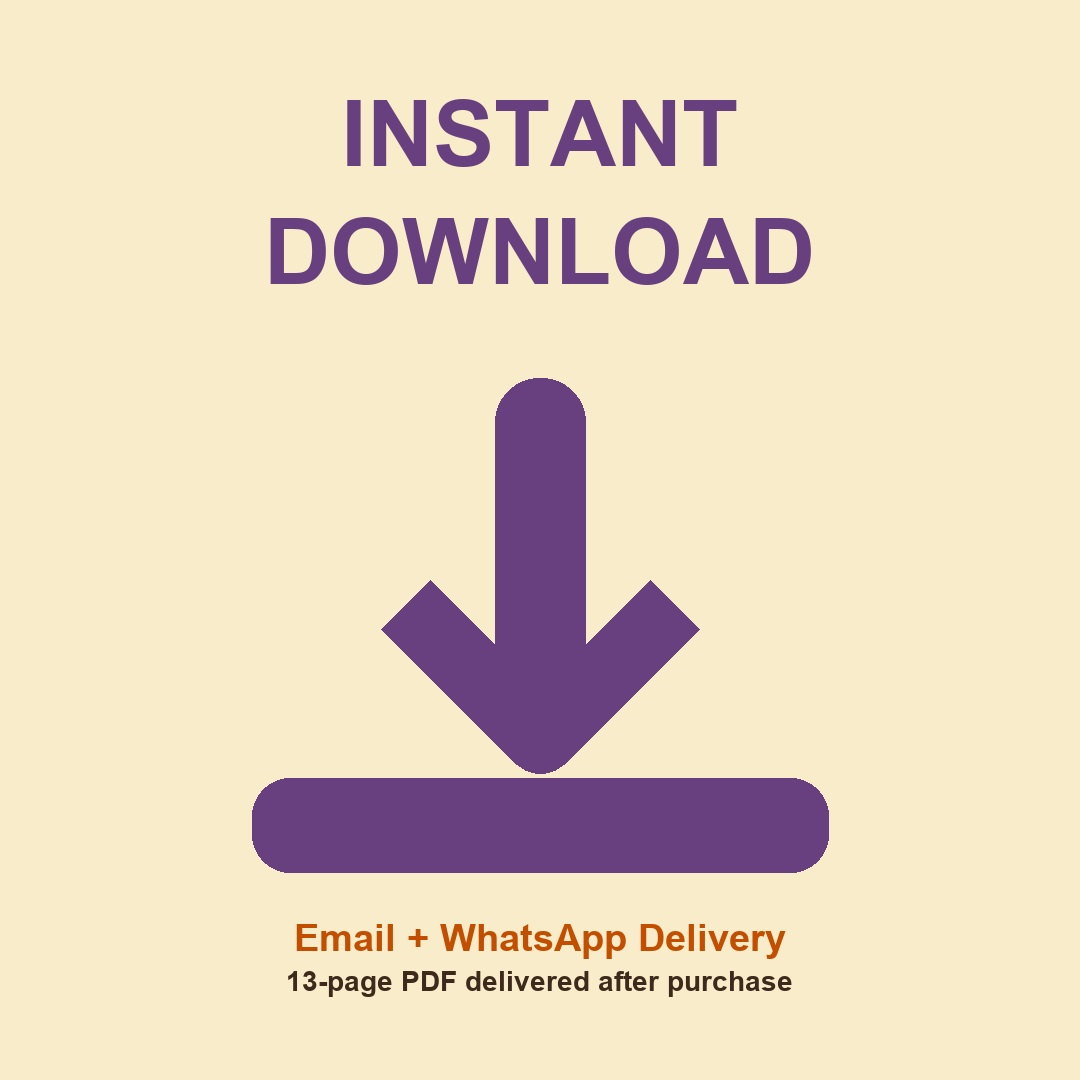 Instant download Sampurna Amavasya Guide eBook image showing Email and WhatsApp PDF delivery after purchase
