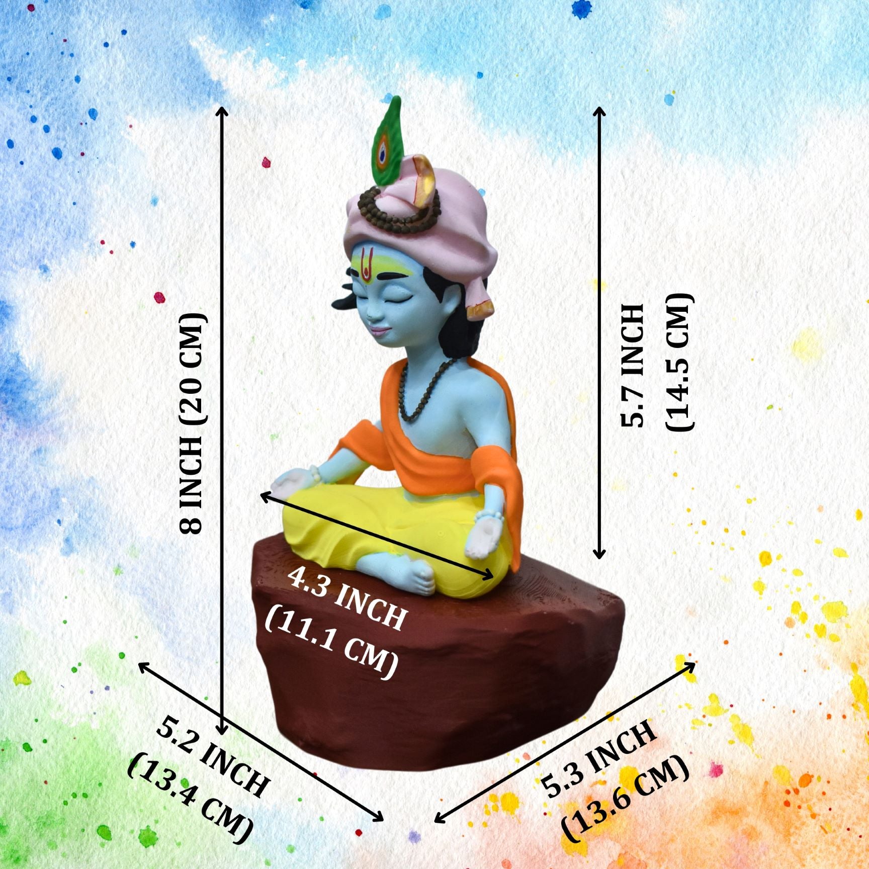 Meditating Krishna figurine with detachable rock-style base