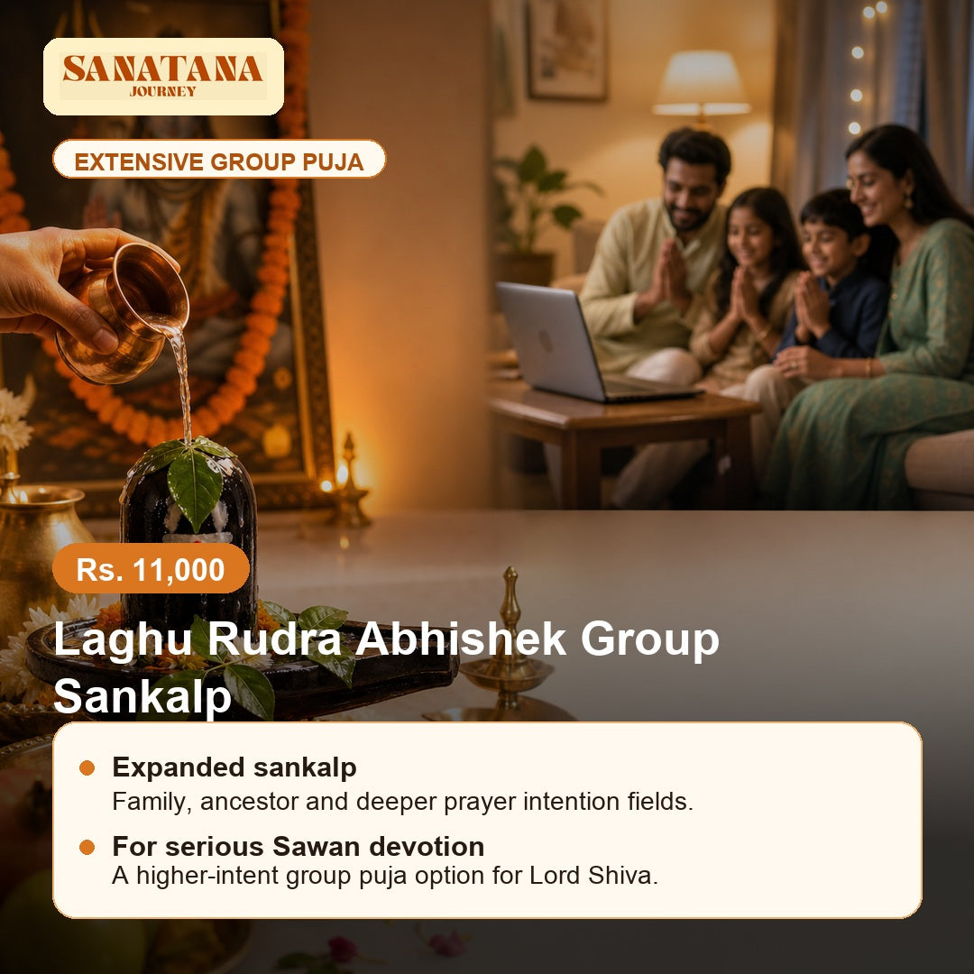 Laghu Rudra Abhishek Group Sankalp Puja with Sanatana Journey logo