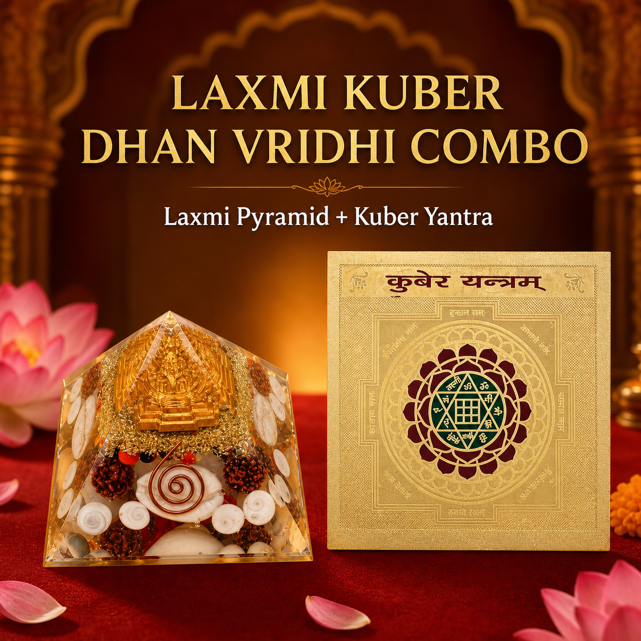 Laxmi Kuber Dhan Vridhi Combo with Laxmi Pyramid and Kuber Yantra