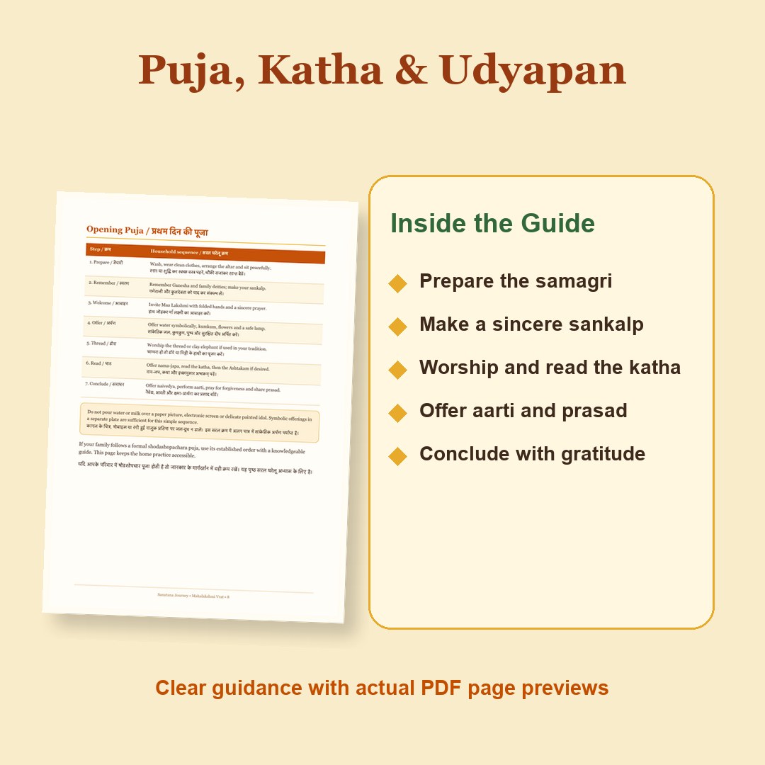 Actual Mahalakshmi Vrat PDF puja-vidhi preview: samagri, sankalp, katha, aarti and completion