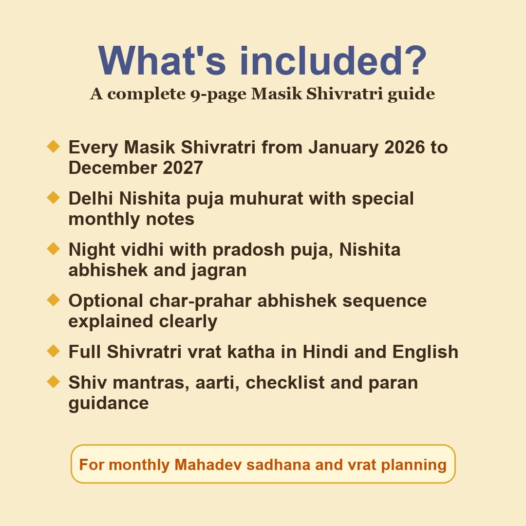 Masik Shivratri Vrat Guide Hindi and English eBook contents including dates, puja vidhi, katha, mantras, aarti and checklist