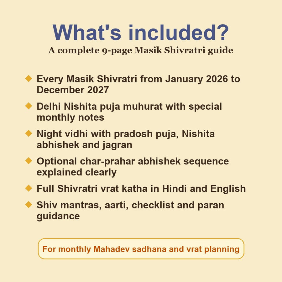 Masik Shivratri Vrat Guide Hindi and English eBook contents including dates, puja vidhi, katha, mantras, aarti and checklist