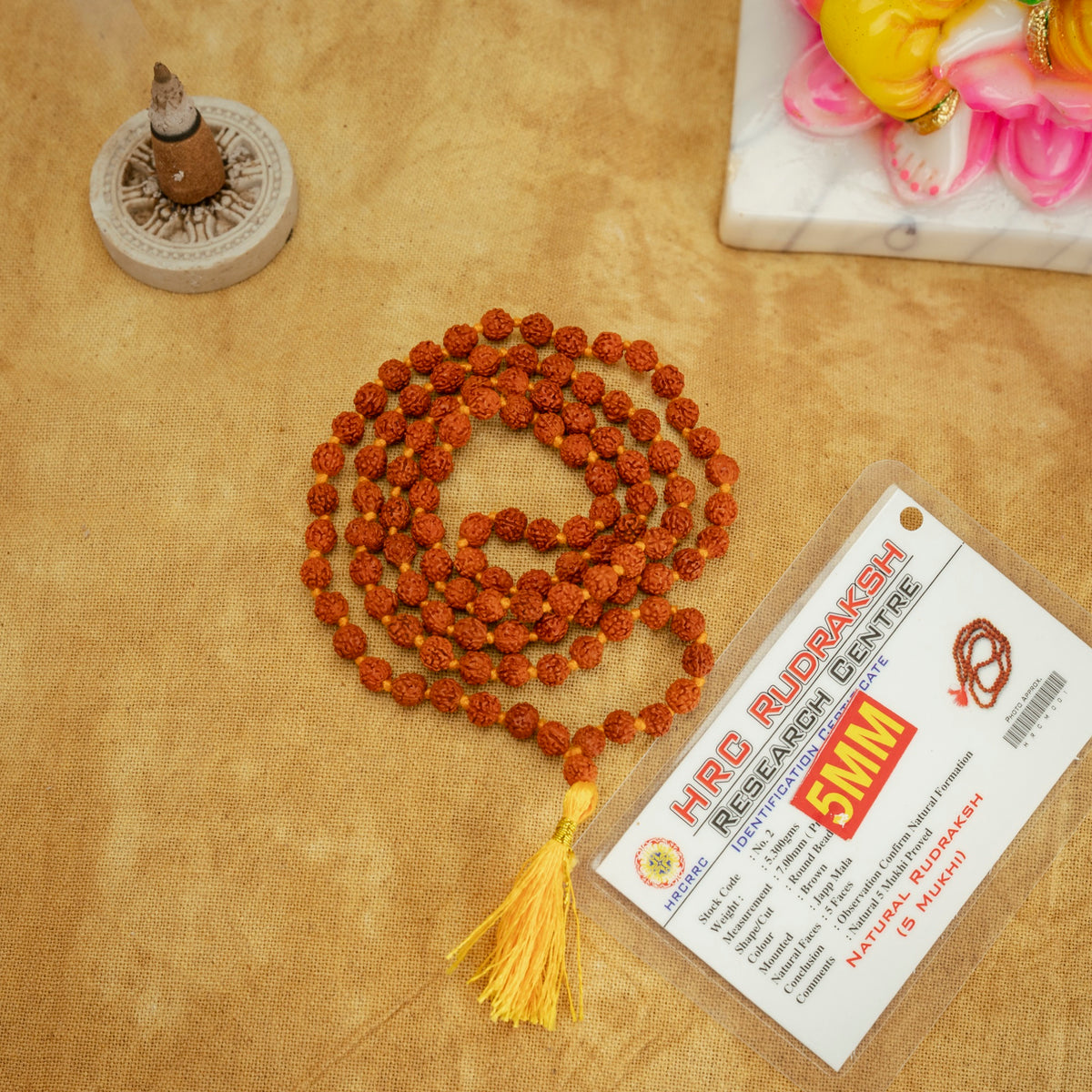 Original Panch Mukhi Rudraksha mala with certification card