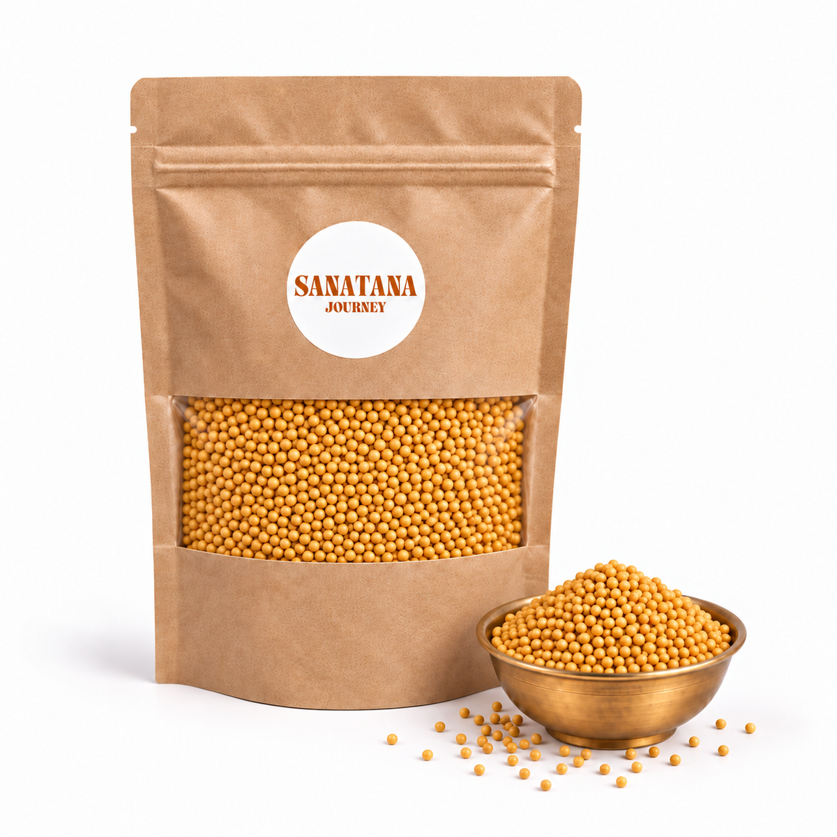 Peeli Sarso yellow mustard seeds in Sanatana Journey kraft packaging