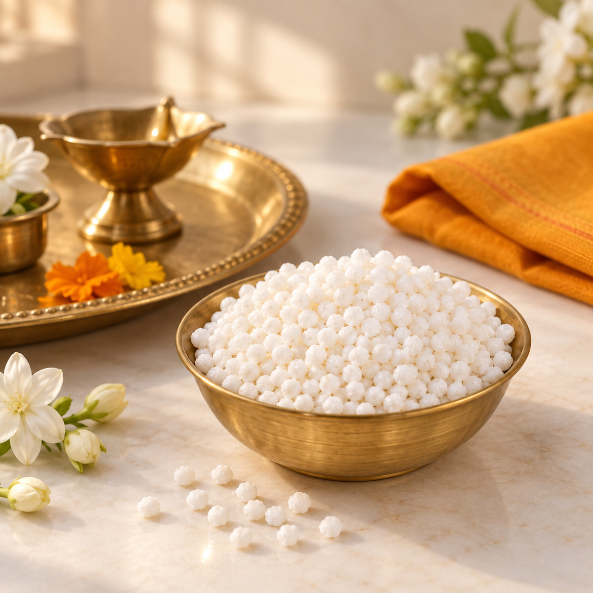 Prasad Dana sweet pearls arranged for bhog and offerings