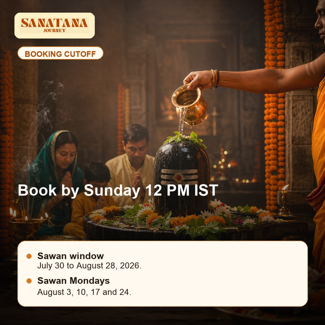 Sawan Rudrabhishek booking cutoff and dates with Sanatana Journey logo
