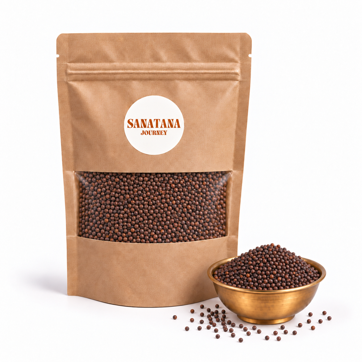 Sabut Sarso whole mustard seeds in Sanatana Journey kraft packaging