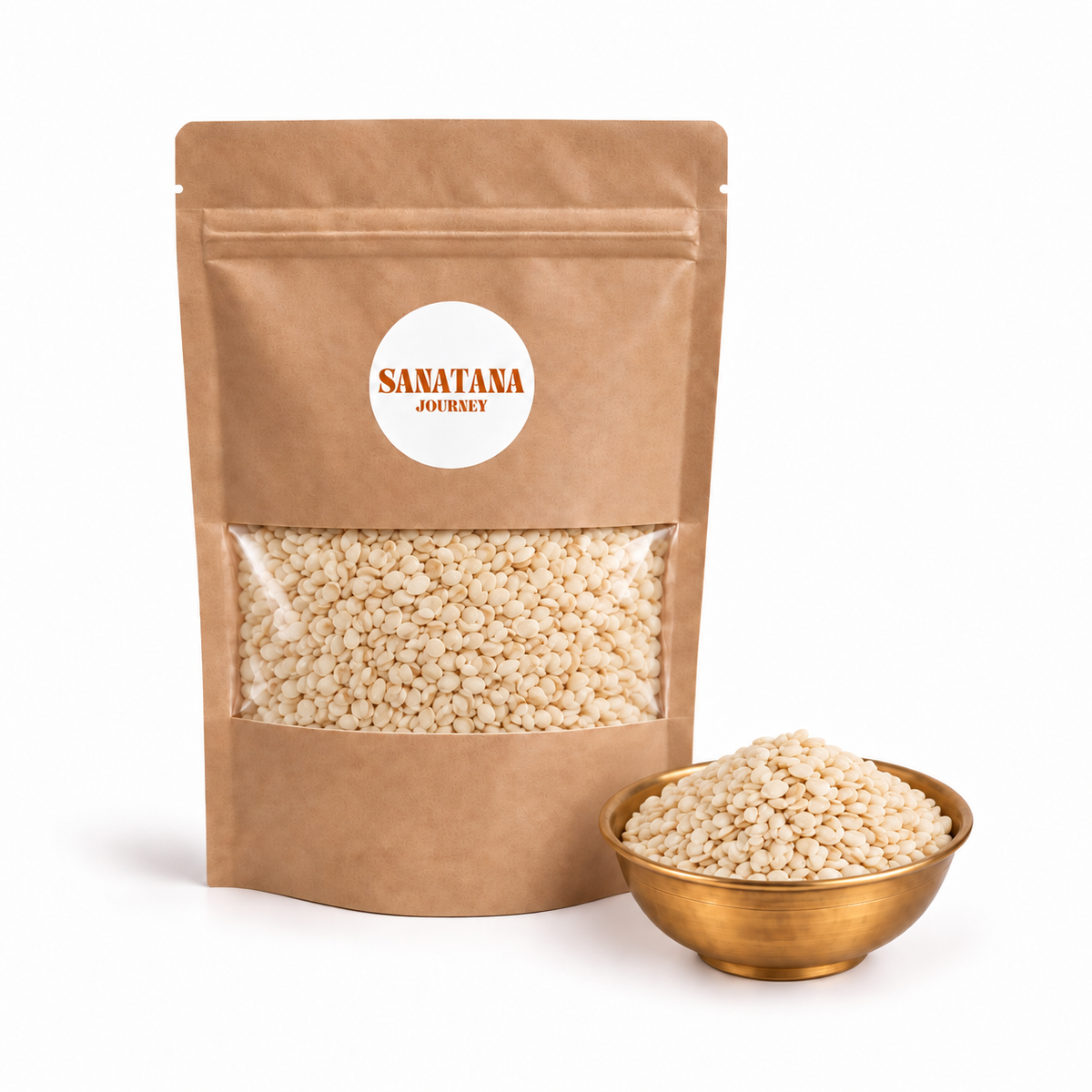 Safed Til in Sanatana Journey kraft packaging with brass bowl