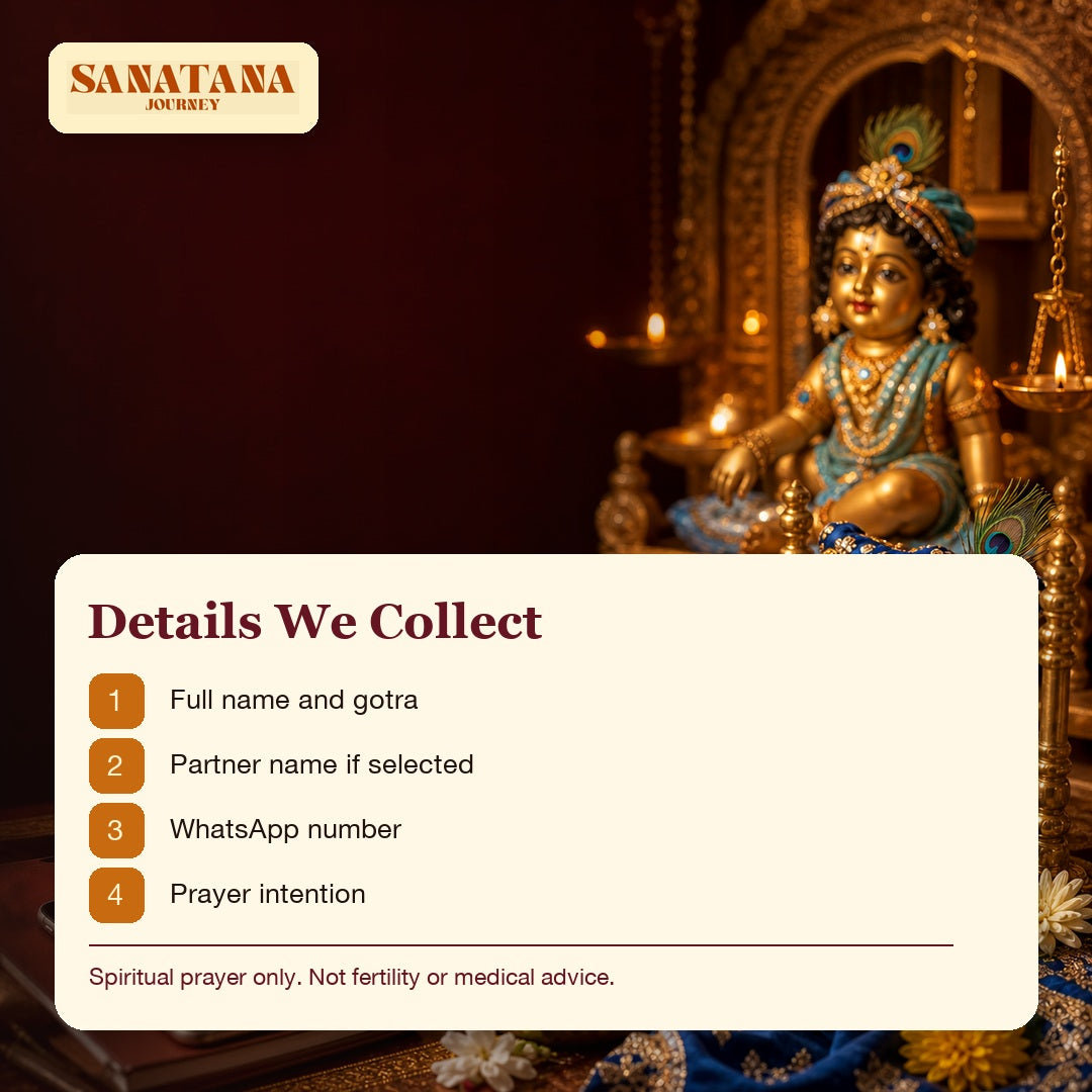 Santan Gopal puja details collected name gotra partner name WhatsApp prayer intention