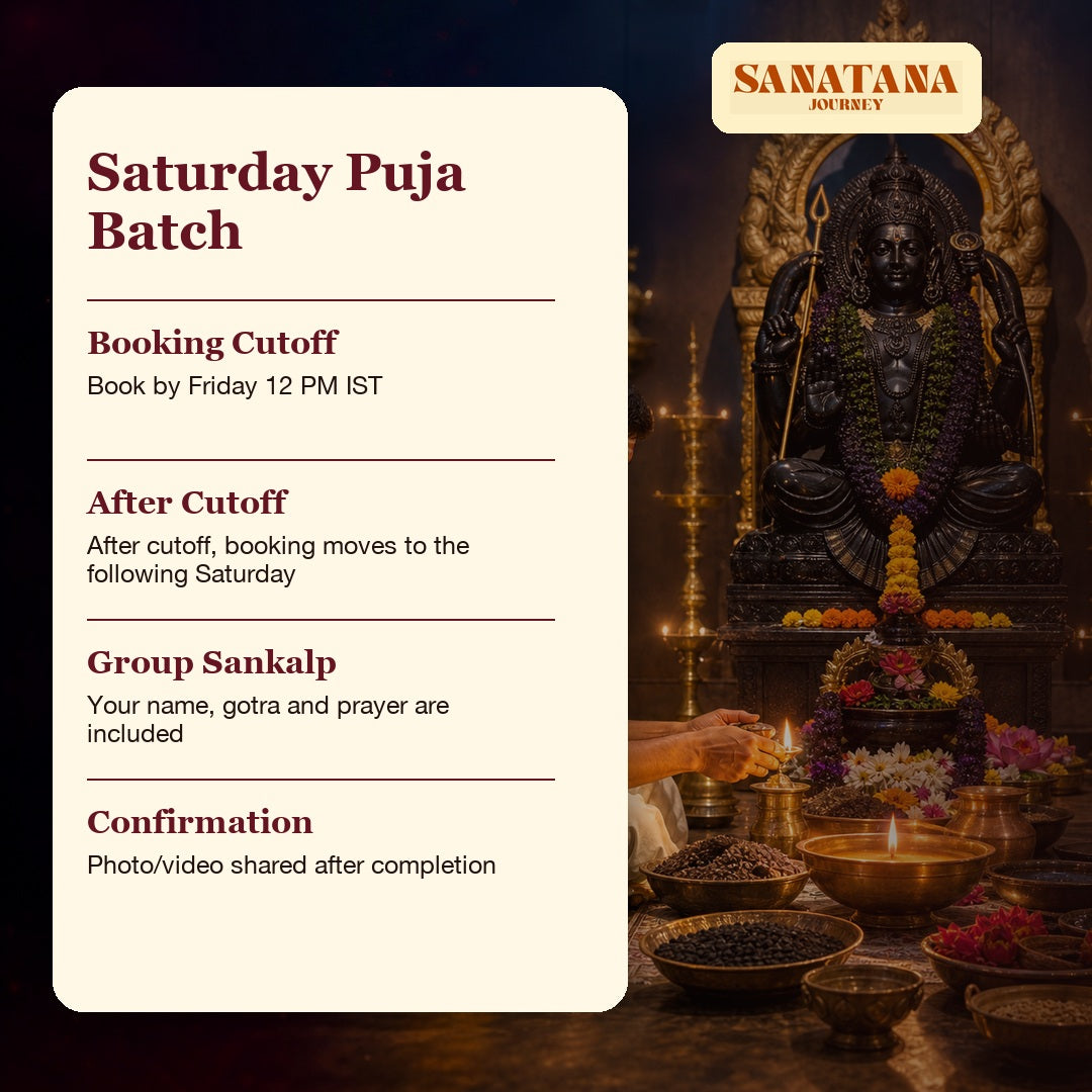 Shani Shanti Saturday puja batch booking cutoff