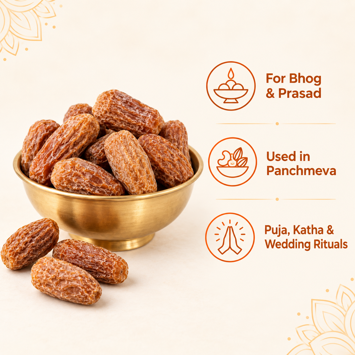 Sukha Khajoor uses for bhog prasad Panchmeva and rituals