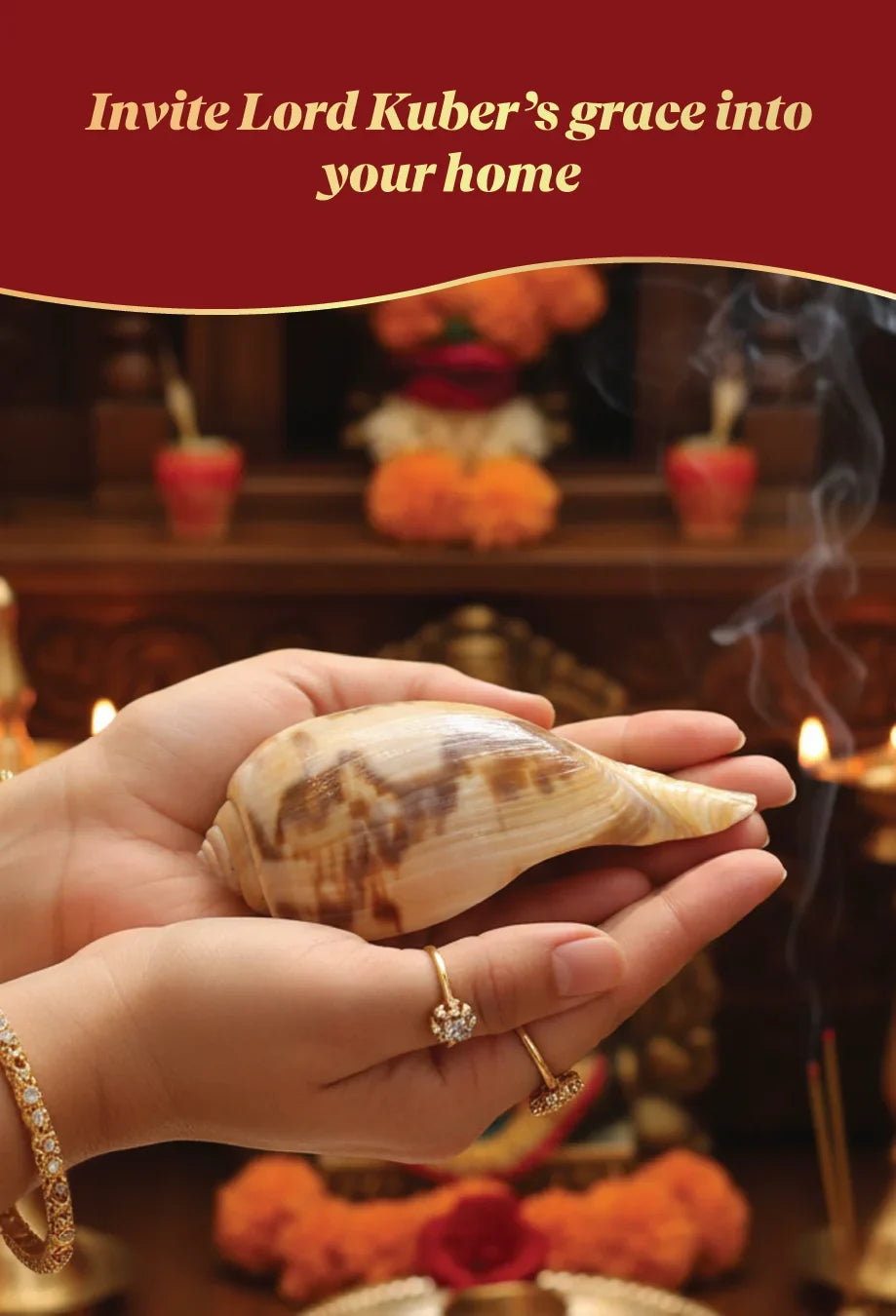 Kuber Blessings Combo – Kuber Shankh & Kuber Stone for Wealth & Luck by Pujashree | Sanatana Journey