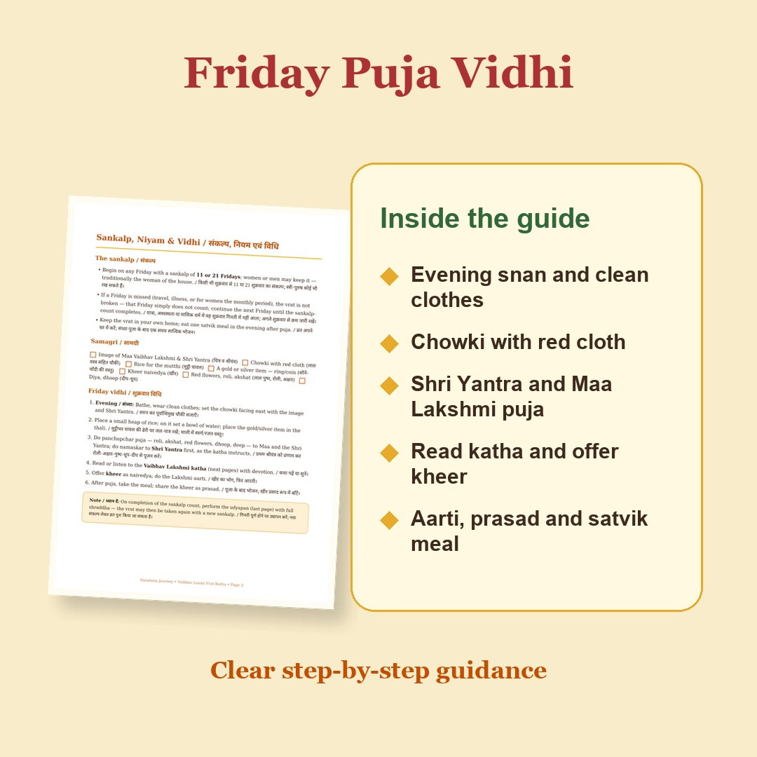 Vaibhav Laxmi Vrat Katha Hindi and English eBook puja vidhi preview with step-by-step ritual guidance