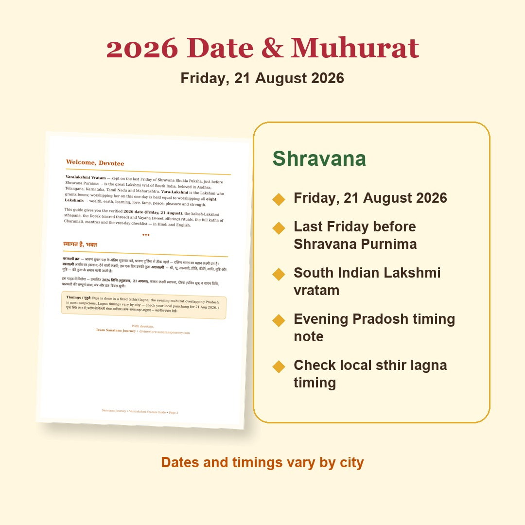 Varalakshmi Vratam Guide Hindi and English eBook calendar and muhurat preview with important 2026 dates and timing guidance